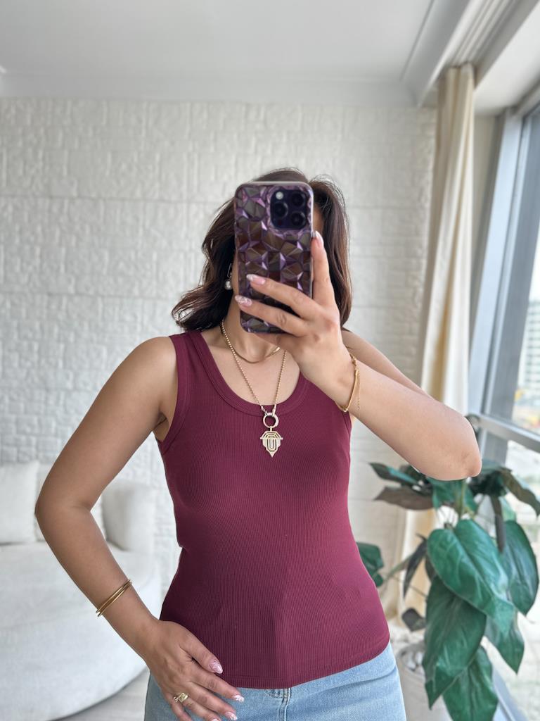 Orjinal Marka Fitilli Geniş Yaka Kaşkorse Bluz Bordo