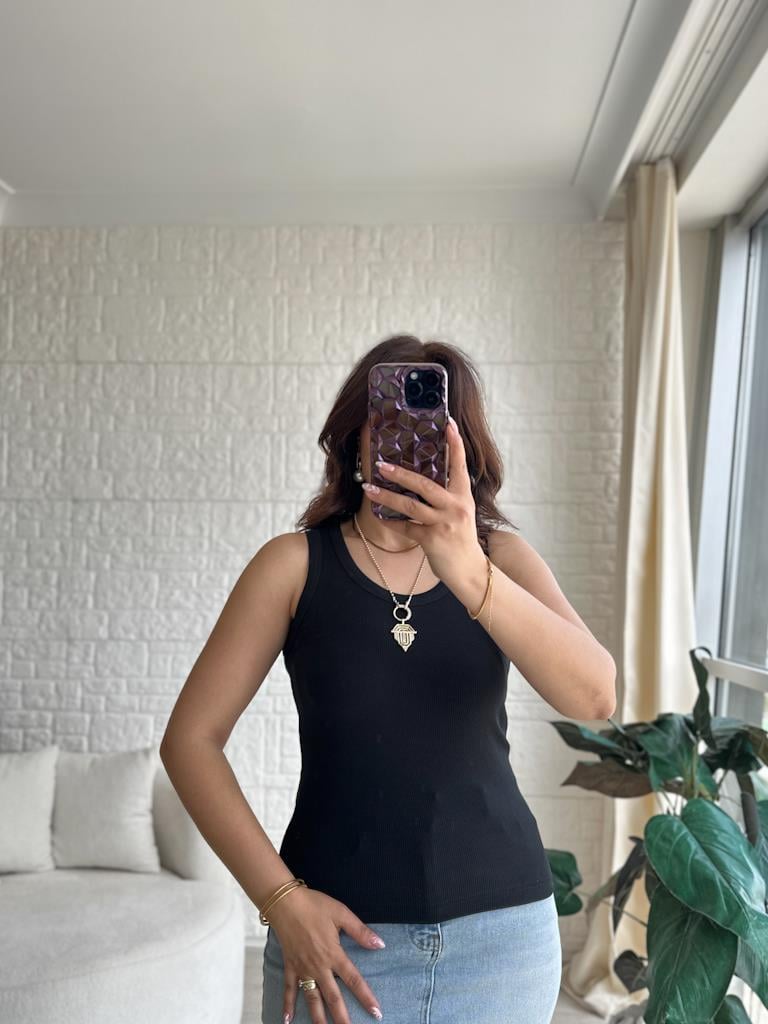 Orjinal Marka Fitilli Geniş Yaka Kaşkorse Bluz Siyah