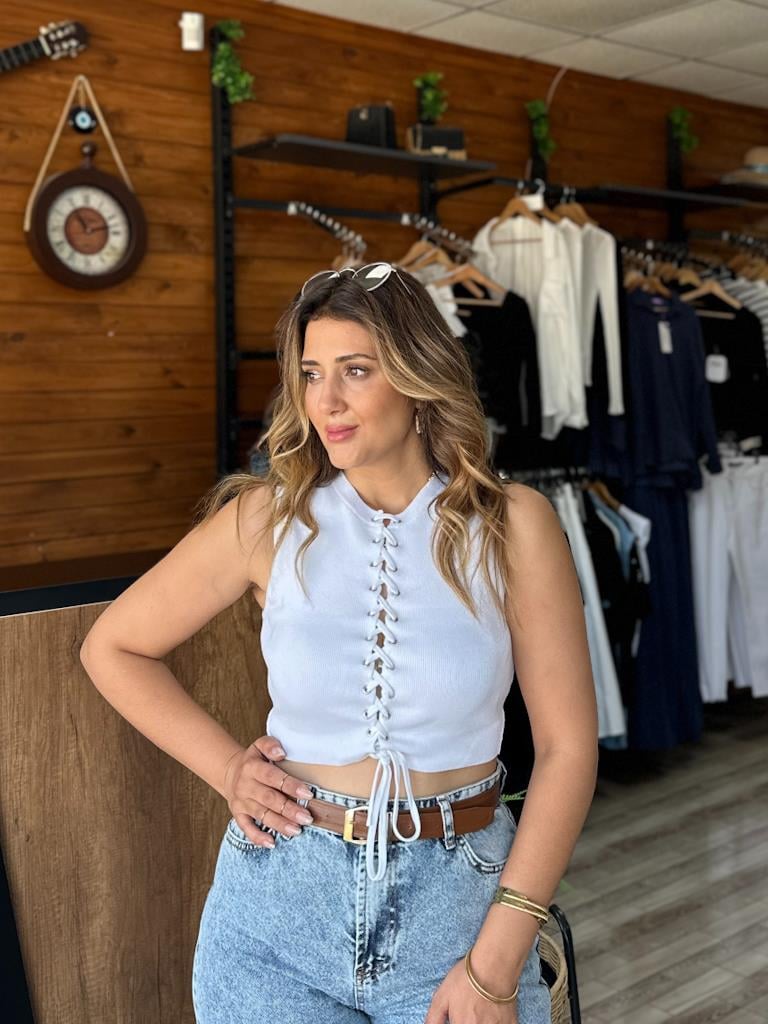 Orjinal Marka Ön Kuşgözü Bağlama Detaylı Bluz