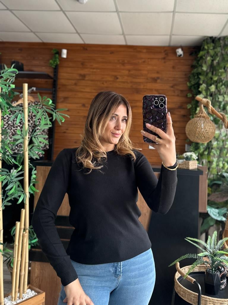 Orjinal Marka Sıfır Yaka İnce Triko Kazak