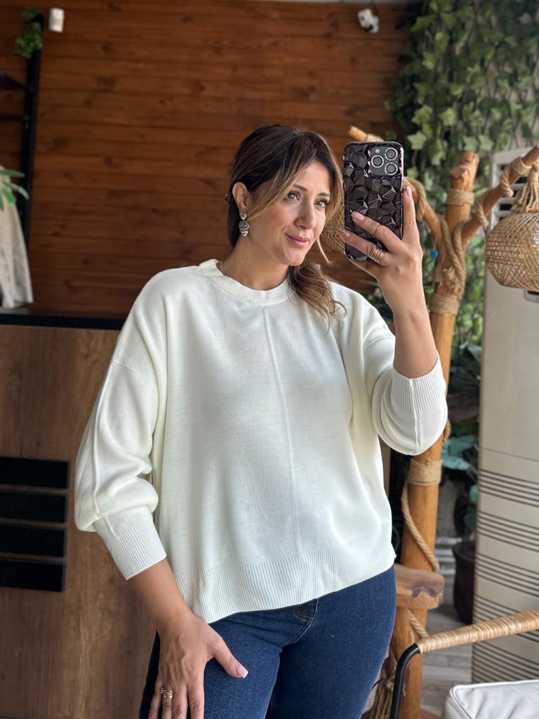 Orjinal Marka Sıfır Yaka Kenar Yırtmaç Fermuar Detay Triko Kazak