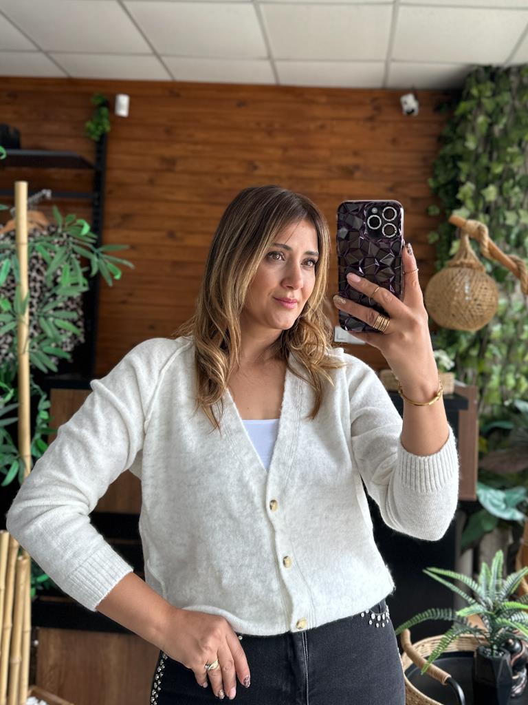 Orjinal Marka V Yaka Düğmeli Salaş Hırka