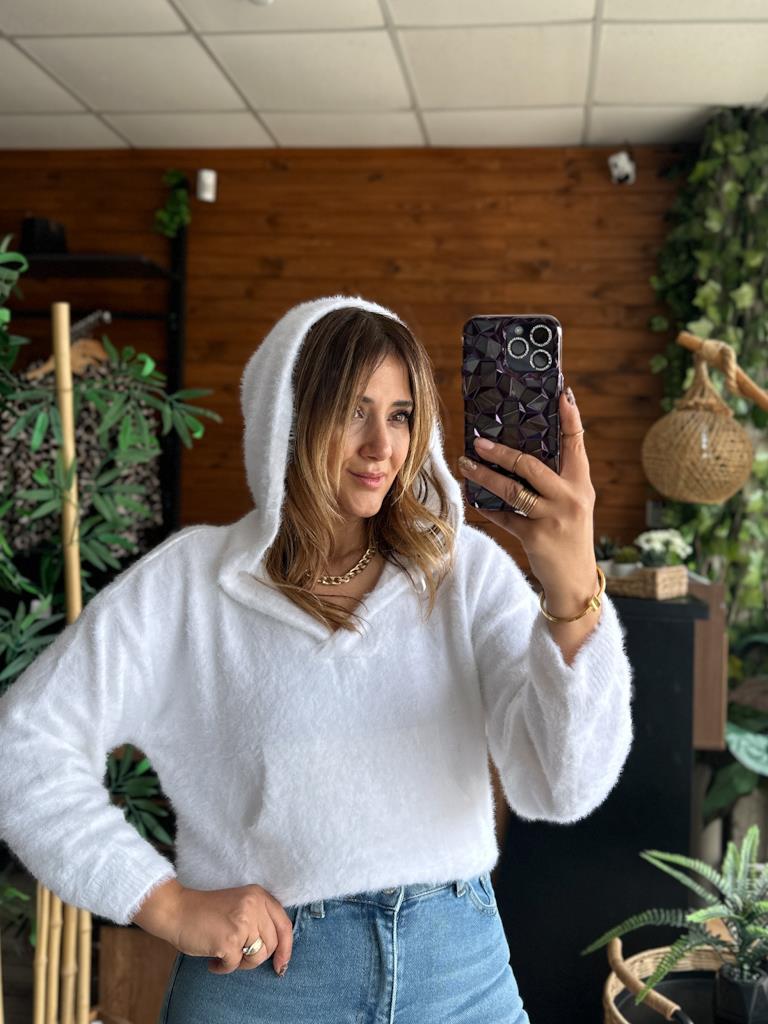 Orjinal Marka Yumoş Doku Kapşonlu Kanguru Cepli Kazak