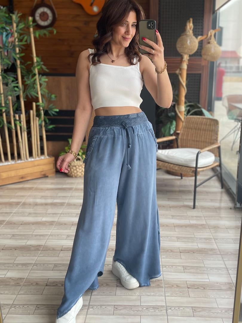 OTANTİK KETEN PANTOLON MAVİ