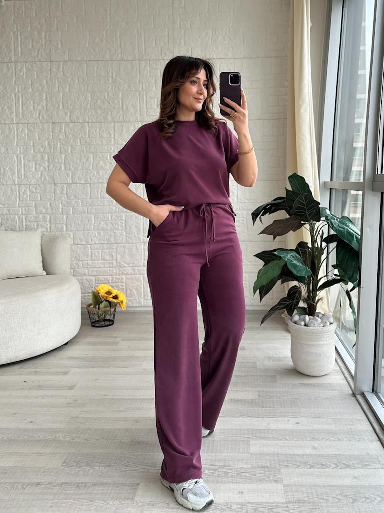 Oys Pike Kumaş Basic İkili Takım Mürdüm