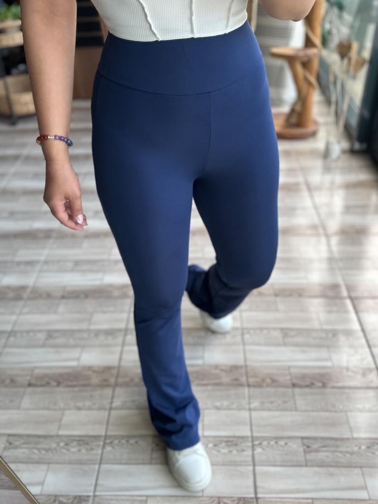 Oysh İspanyol Paça Full Likralı Yüksek Bel Tayt Lacivert