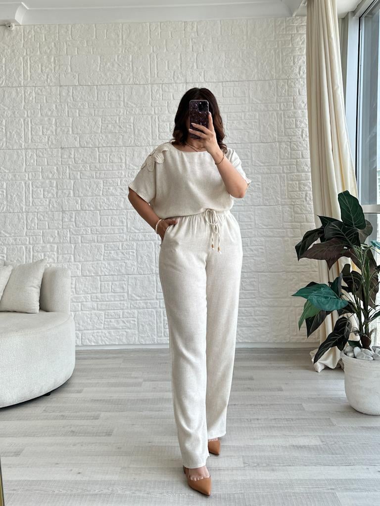 Özel Seri Sepet Örgü Keten Pantolon