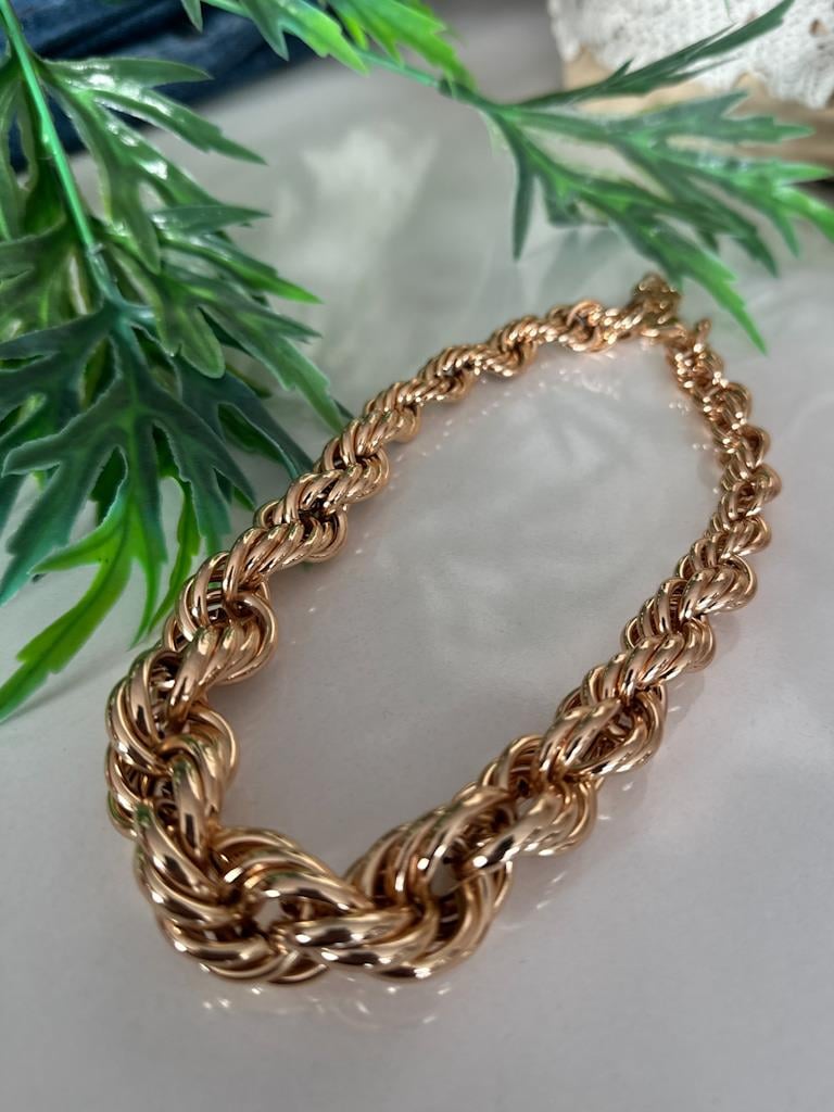 Özel Seri Vintage Kalın Burgu Kolye Gold