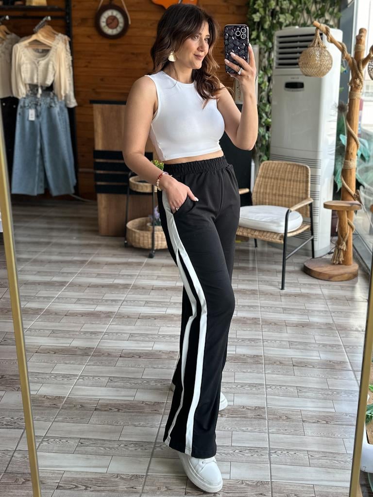 Özel Üretim Yanı Şeritli 2 İplik Çelik Palazzo