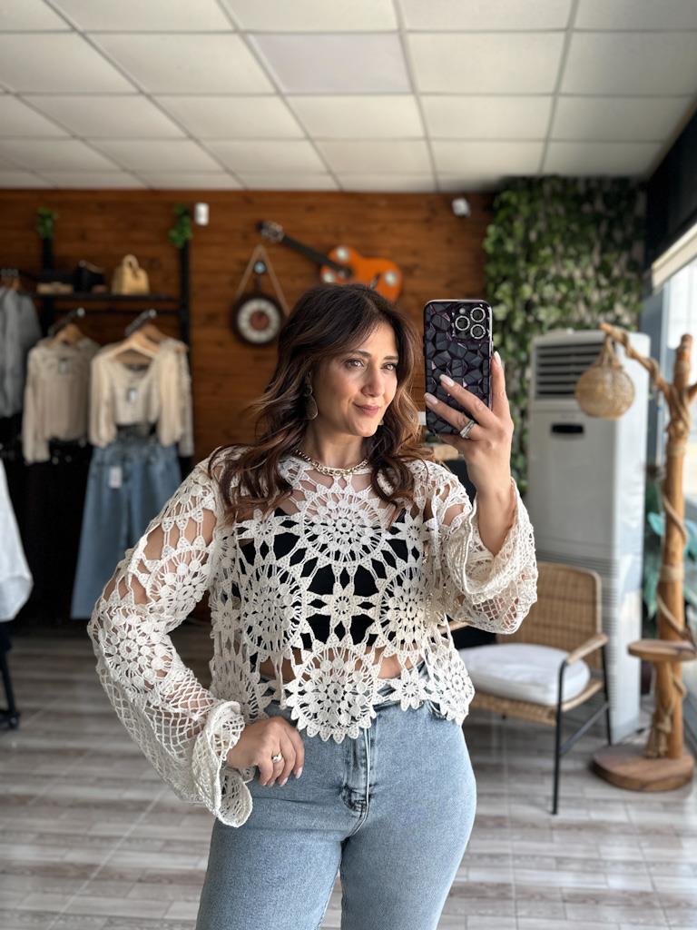 PAPATYA OTANTİK DANTEL BLUZ