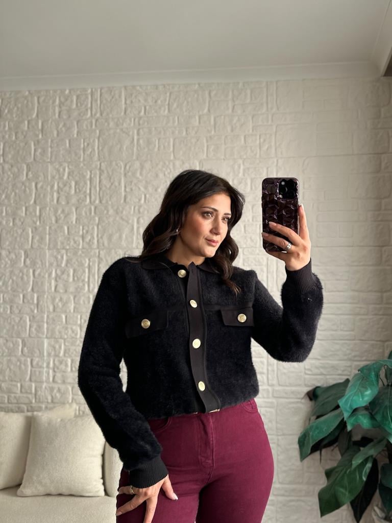 Preimum Model Sakallı Triko Hırka Siyah