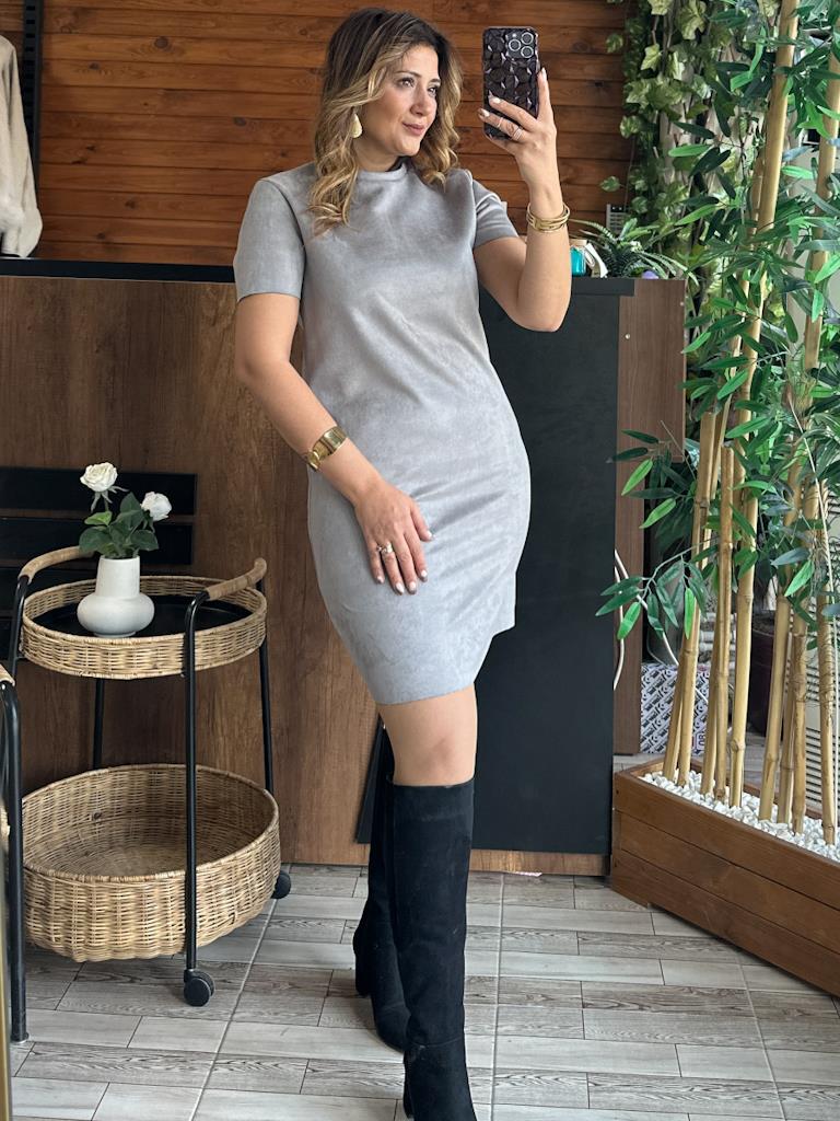 Premium Özel Üretim Nubuk Elbise Gri
