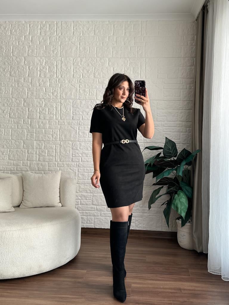 Premium Özel Üretim Nubuk Elbise Siyah