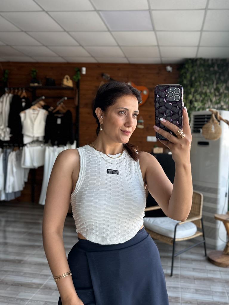 Quzu Büzgülü Kumaş Crop