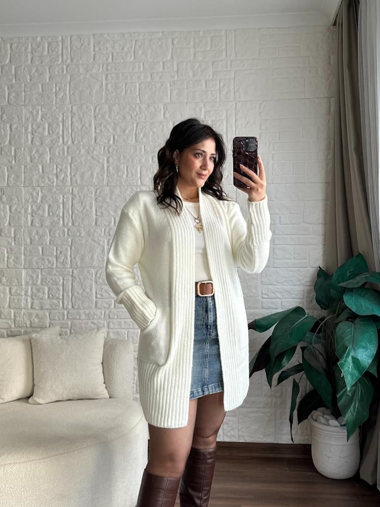 Salaş Örme Hırka Krem