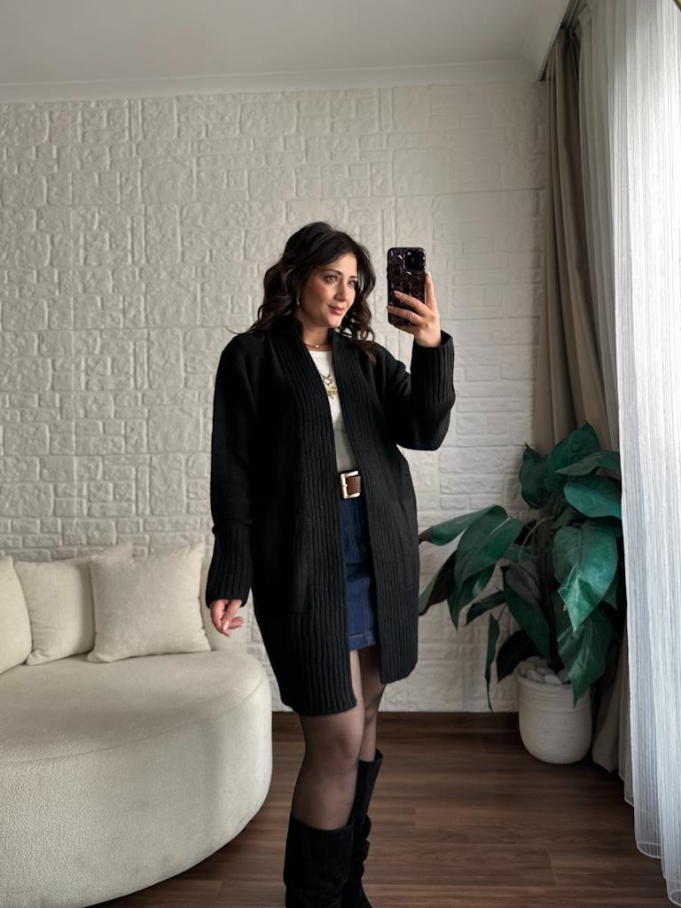 Salaş Örme Hırka Siyah