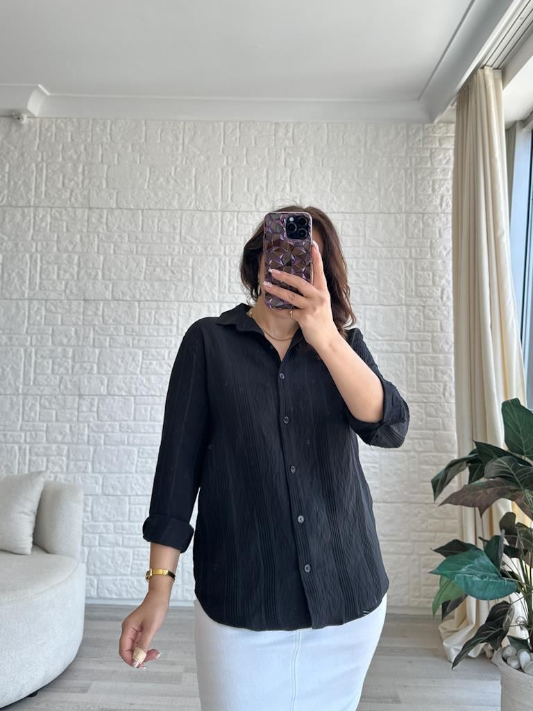 Siyah Jakar Çizgi Desenli Gömlek