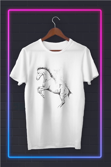 Pencil Charcoal Drawing of a Ripped Horse - Baskılı Tshirt