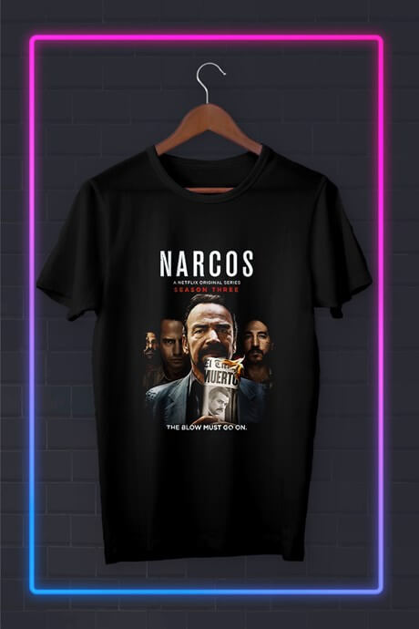 NARCOS Pablo Escobar The Blow Must Go On - Baskılı-tshirt
