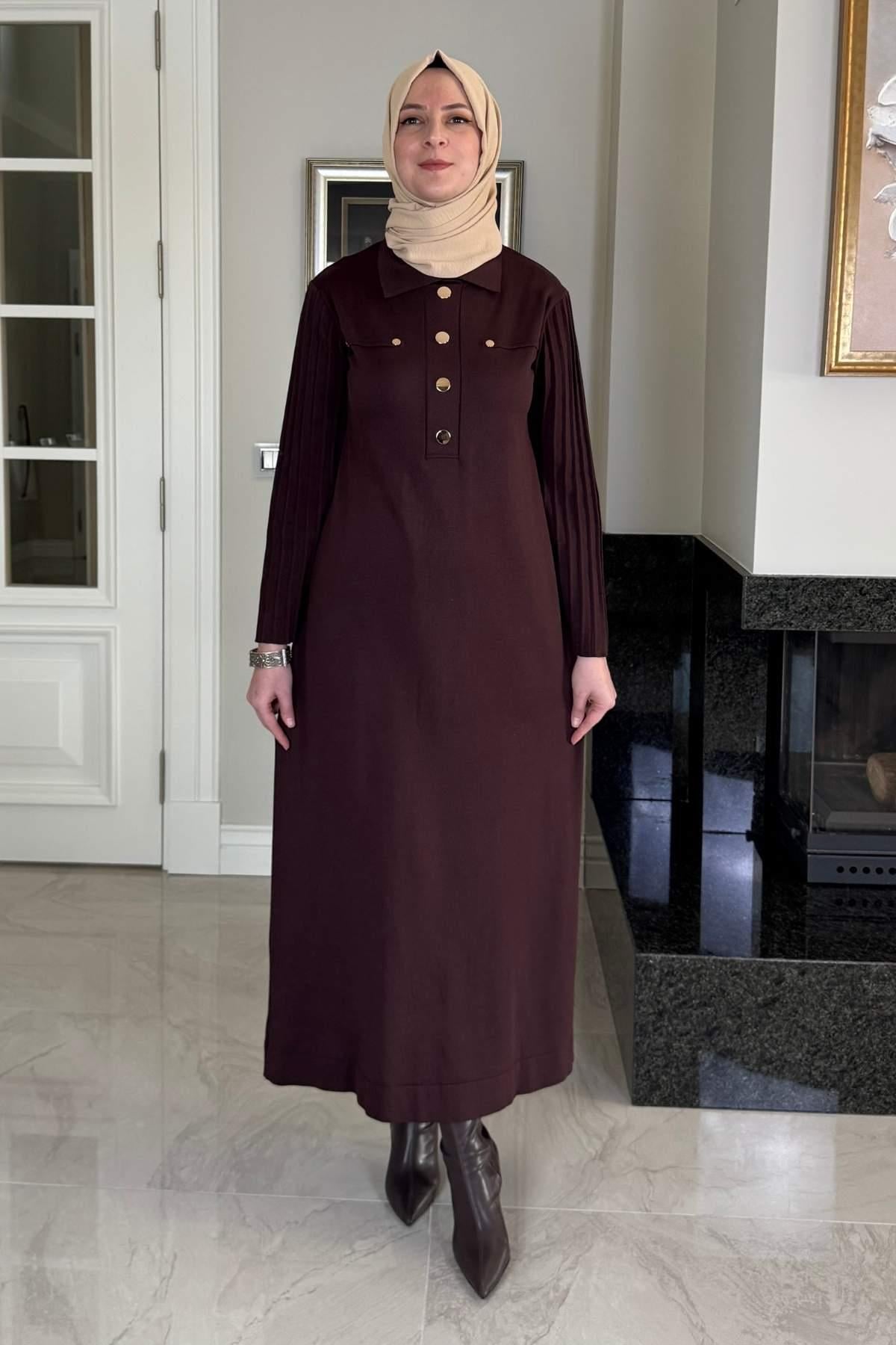 Biricik Kemerli Triko Elbise Taş | Rabia Şamlı | Tesettür Giyim, Elbise ve Kadın Giyim Modası