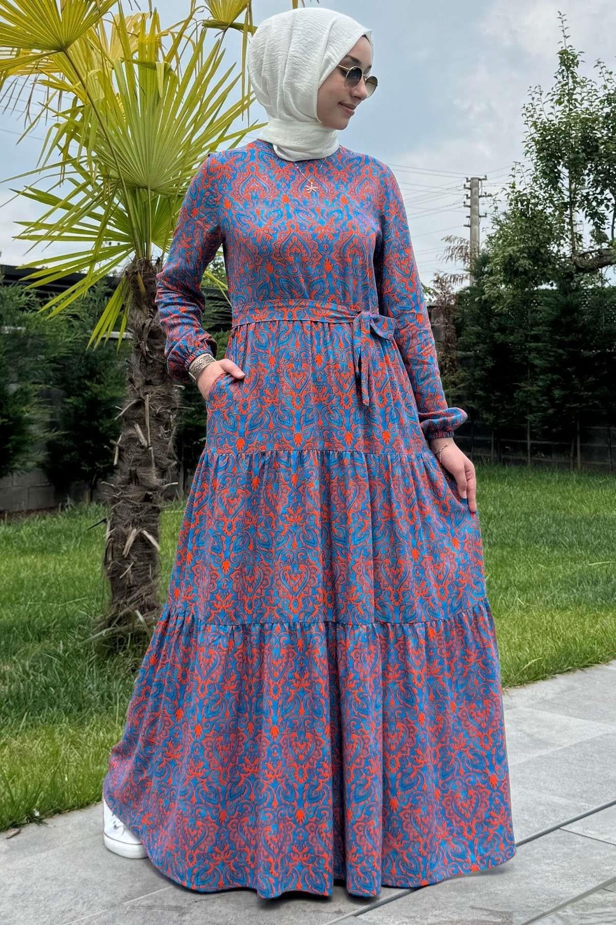 Nehir Elbise Saks | Rabia Şamlı | Tesettür Giyim, Elbise ve Kadın Giyim Modası