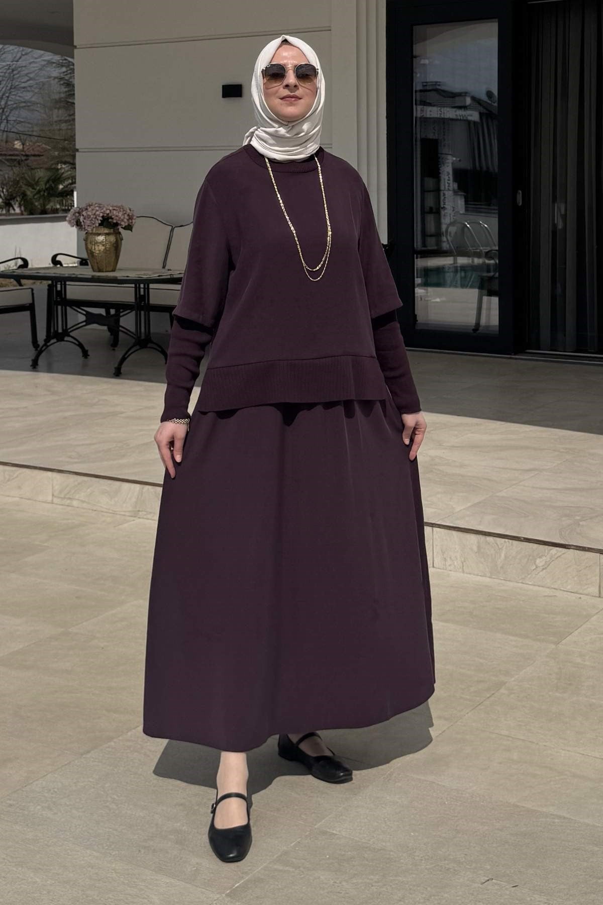 İpek Modal Takım Mürdüm | Rabia Şamlı | Tesettür Giyim, Elbise ve Kadın Giyim Modası