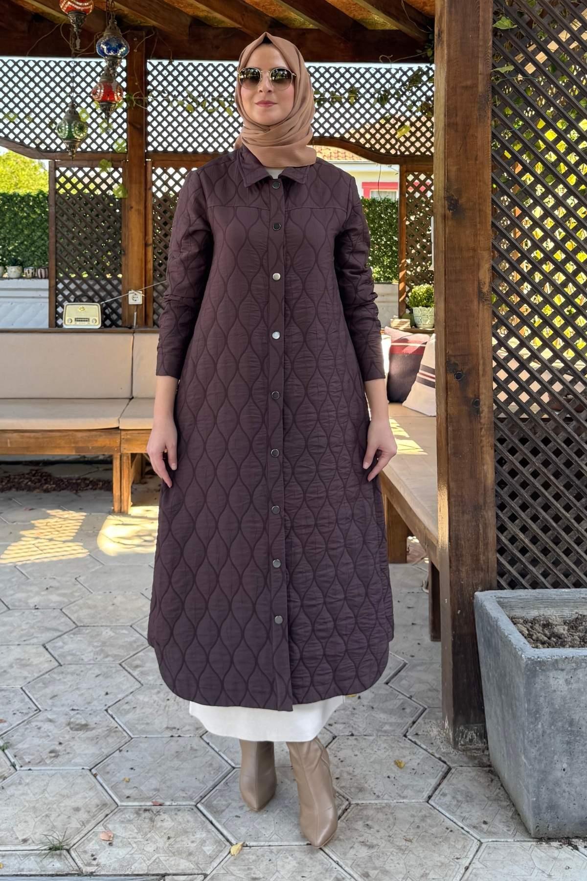 Kapitone Kap Lacivert | Rabia Şamlı | Tesettür Giyim, Elbise ve Kadın Giyim Modası