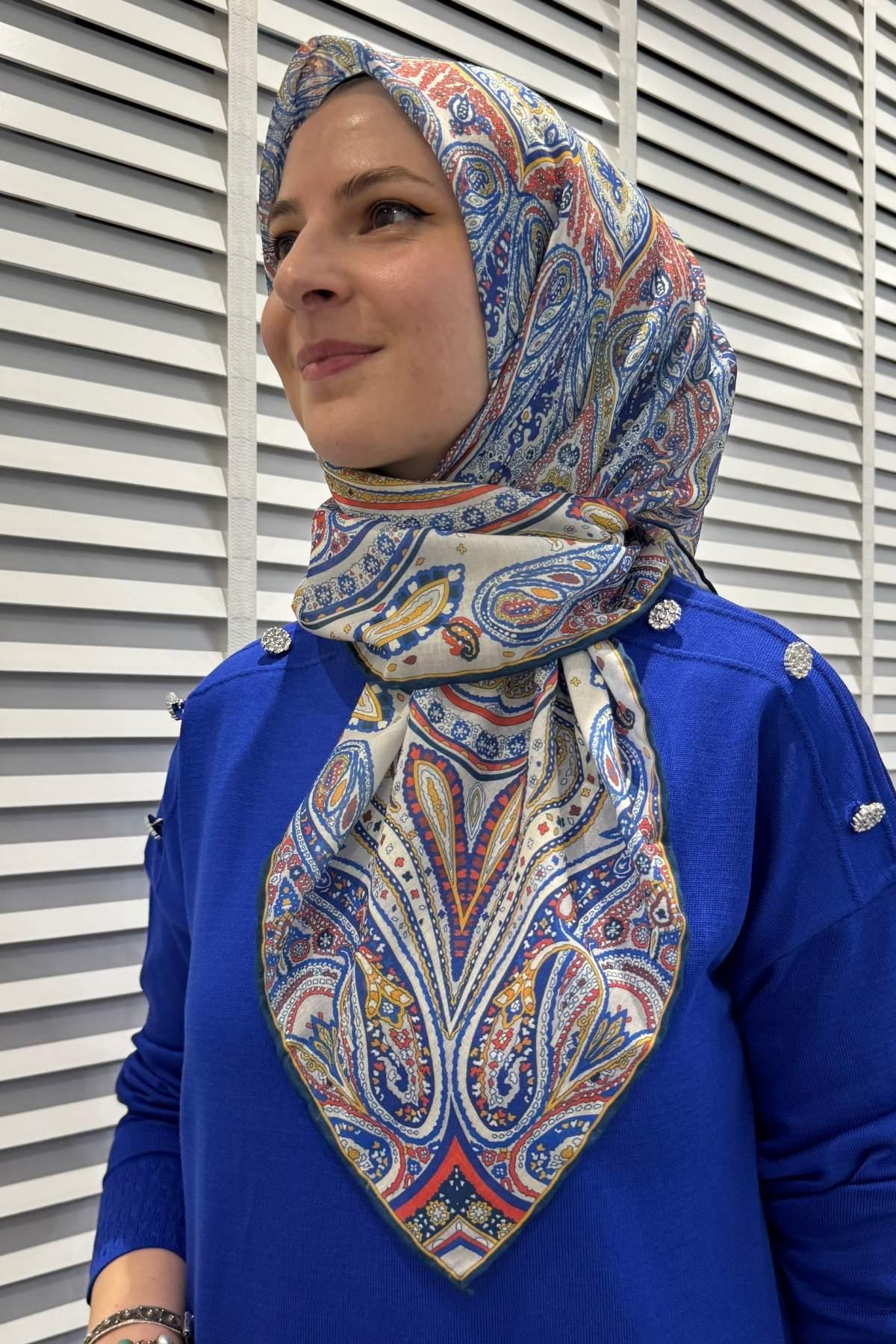 Etro Desenli Pamuk Eşarp E03 | Rabia Şamlı | Tesettür Giyim, Elbise ve Kadın Giyim Modası