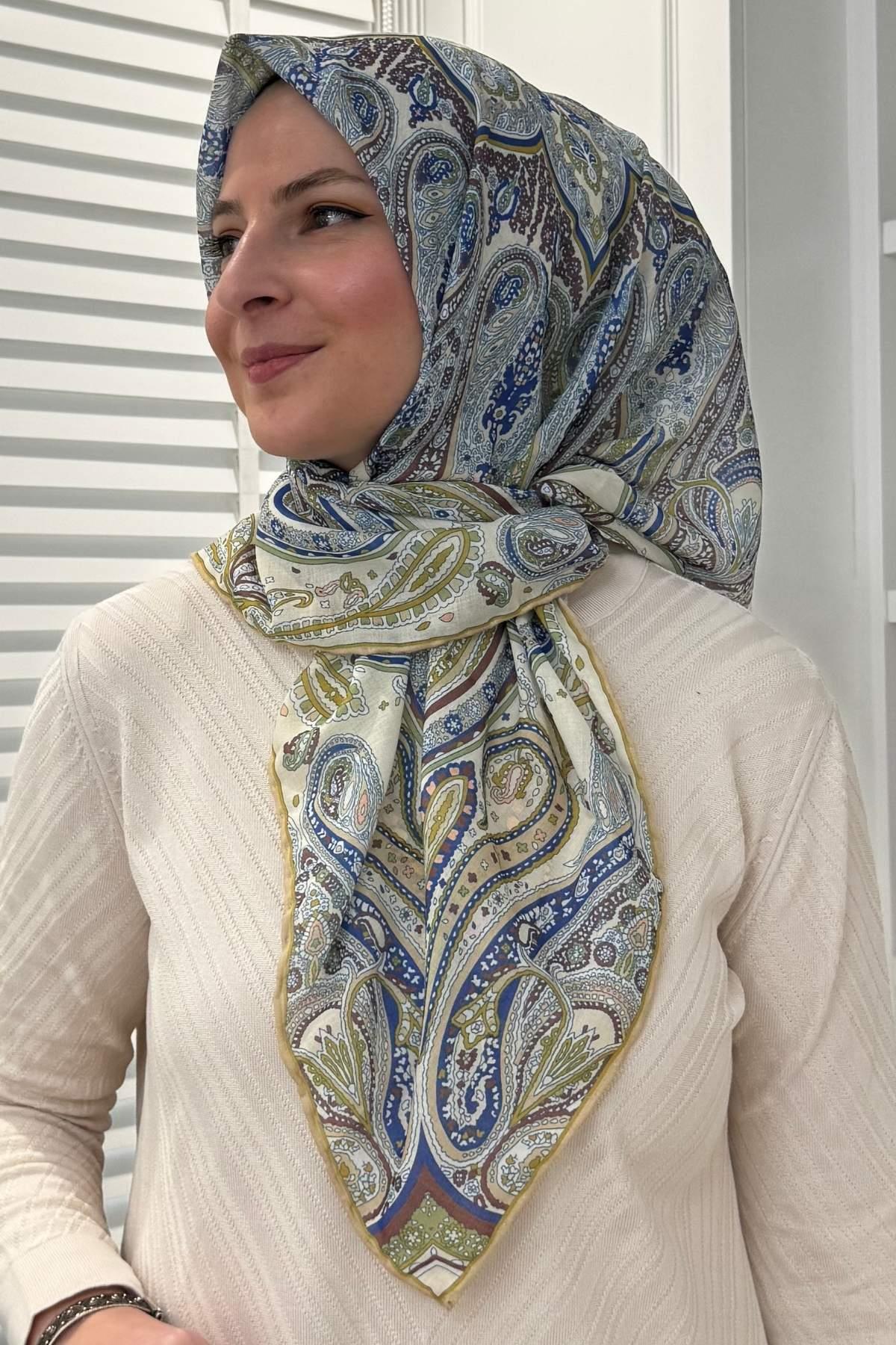 Etro Desenli Pamuk Eşarp E03 | Rabia Şamlı | Tesettür Giyim, Elbise ve Kadın Giyim Modası