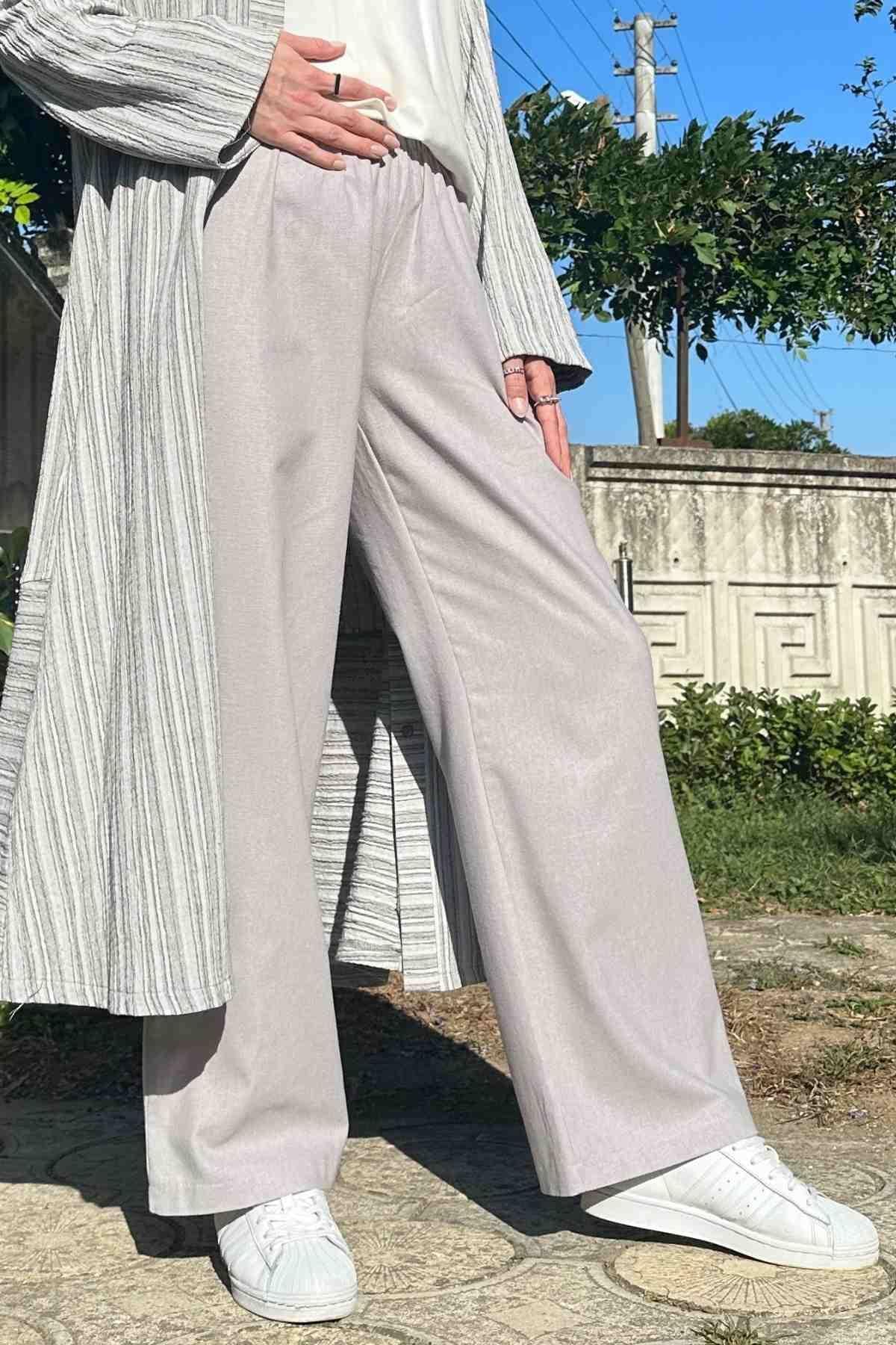 Gri Keten Pantolon | PANTOLON