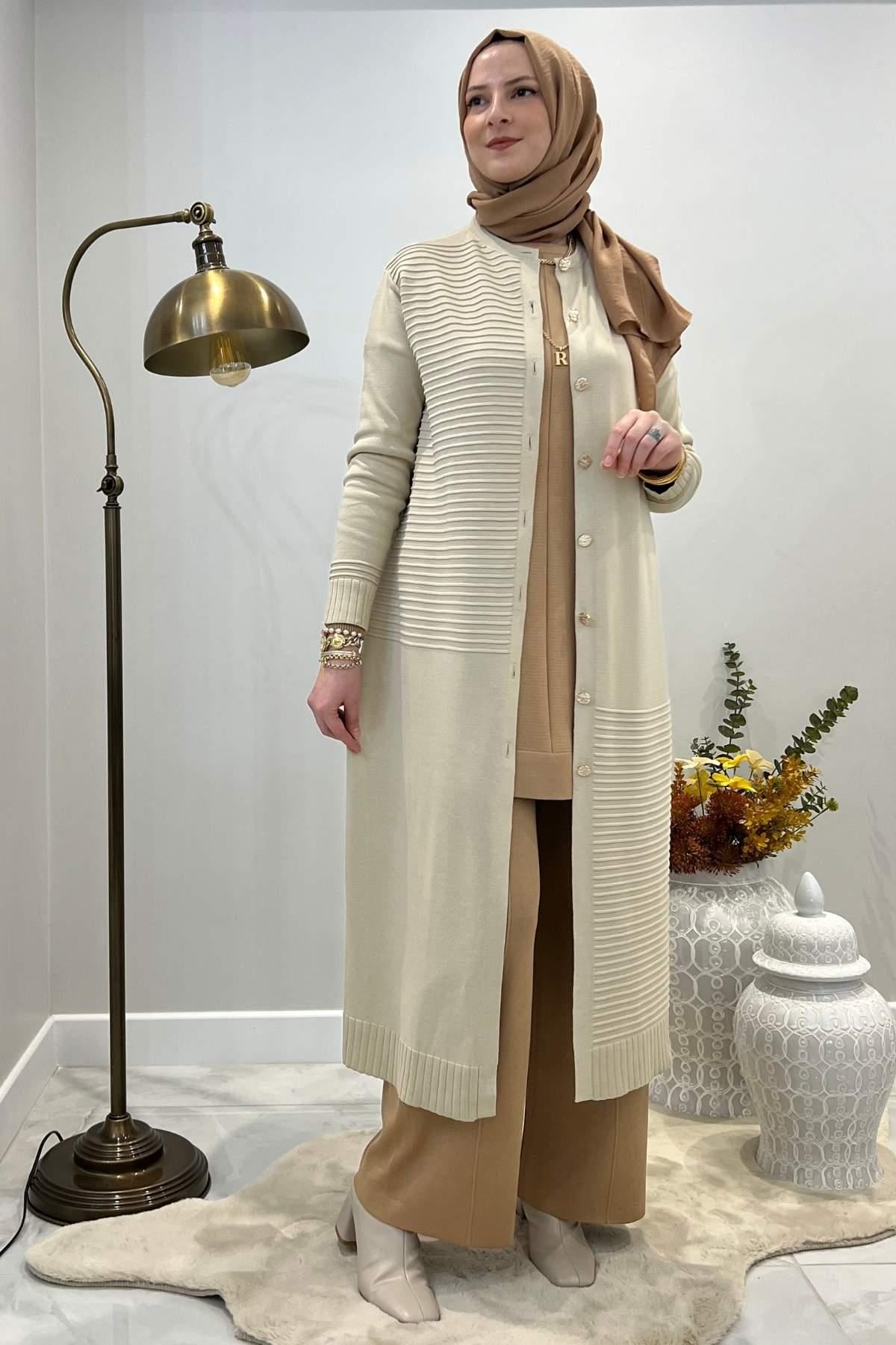 İkra Turuncu Triko Hırka - Rabia Şamlı | Tesettür Giyim, Elbise ve Kadın Giyim Modası