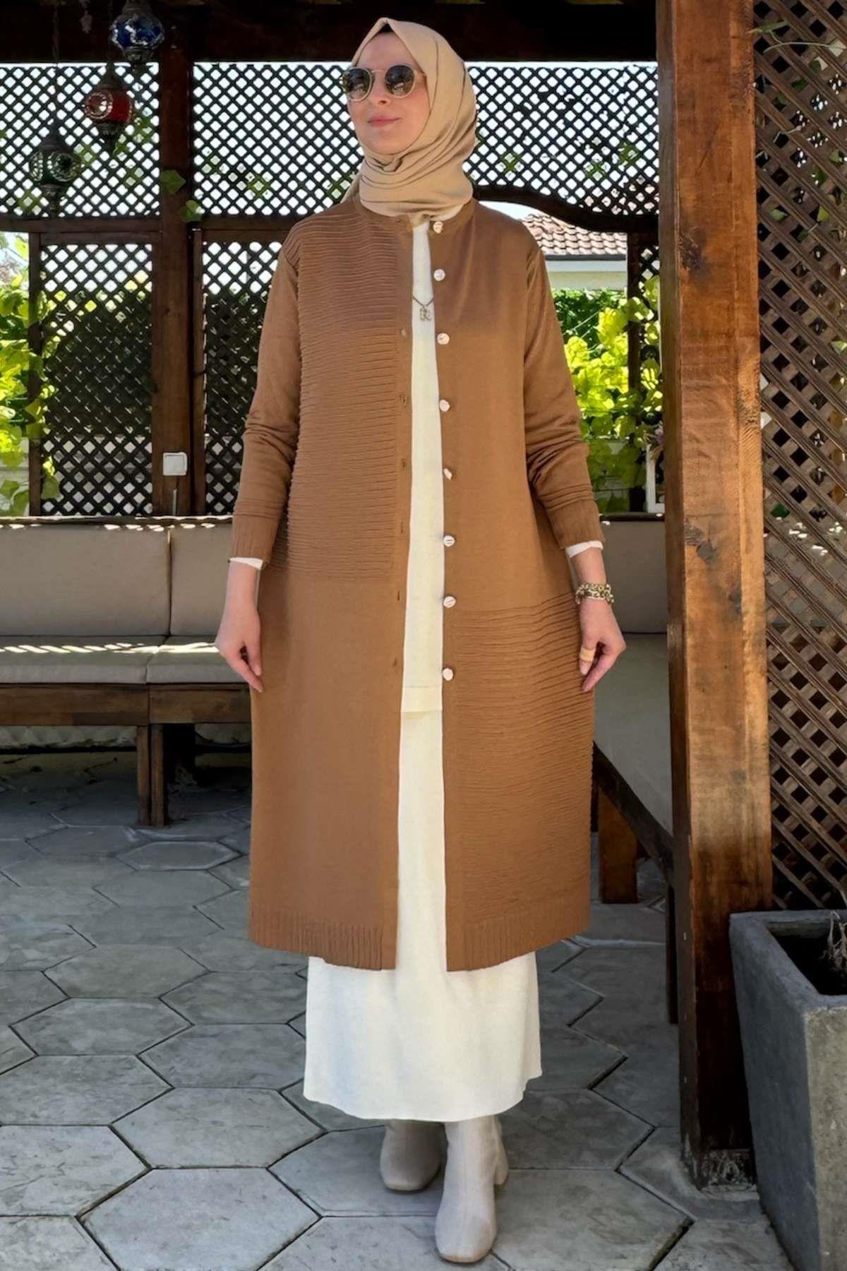 Manolya Saks Triko Hırka | Rabia Şamlı | Tesettür Giyim, Elbise ve Kadın Giyim Modası