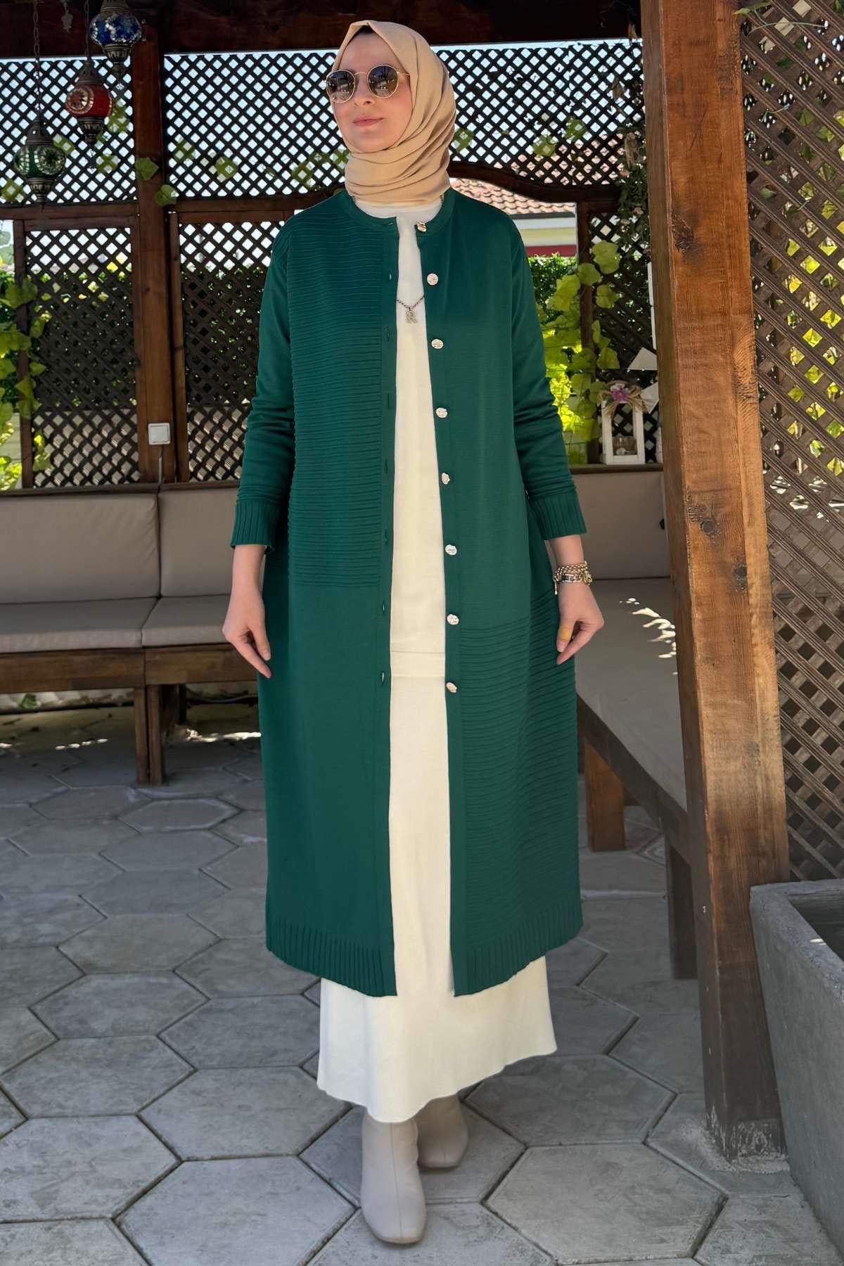 Manolya Saks Triko Hırka | Rabia Şamlı | Tesettür Giyim, Elbise ve Kadın Giyim Modası