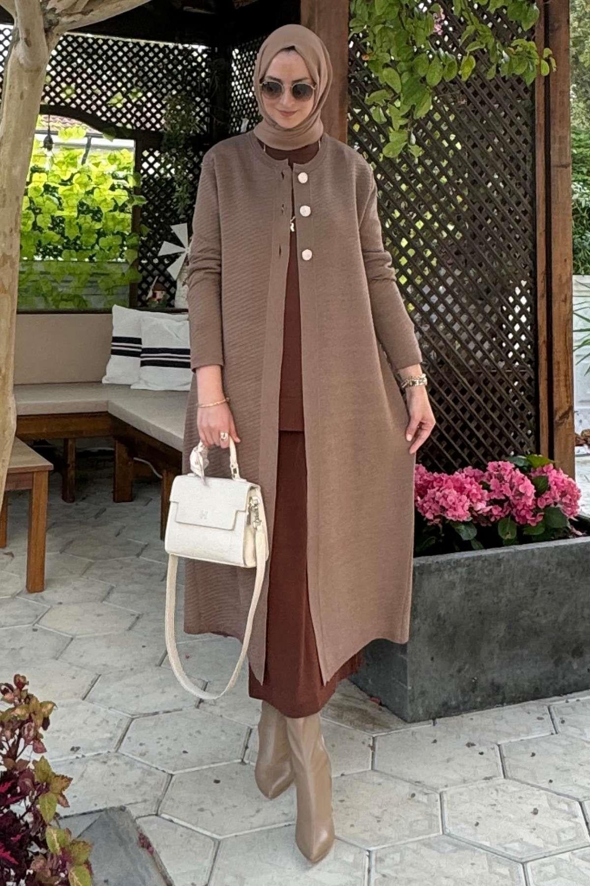 Manolya İndigo Triko Hırka | Rabia Şamlı | Tesettür Giyim, Elbise ve Kadın Giyim Modası