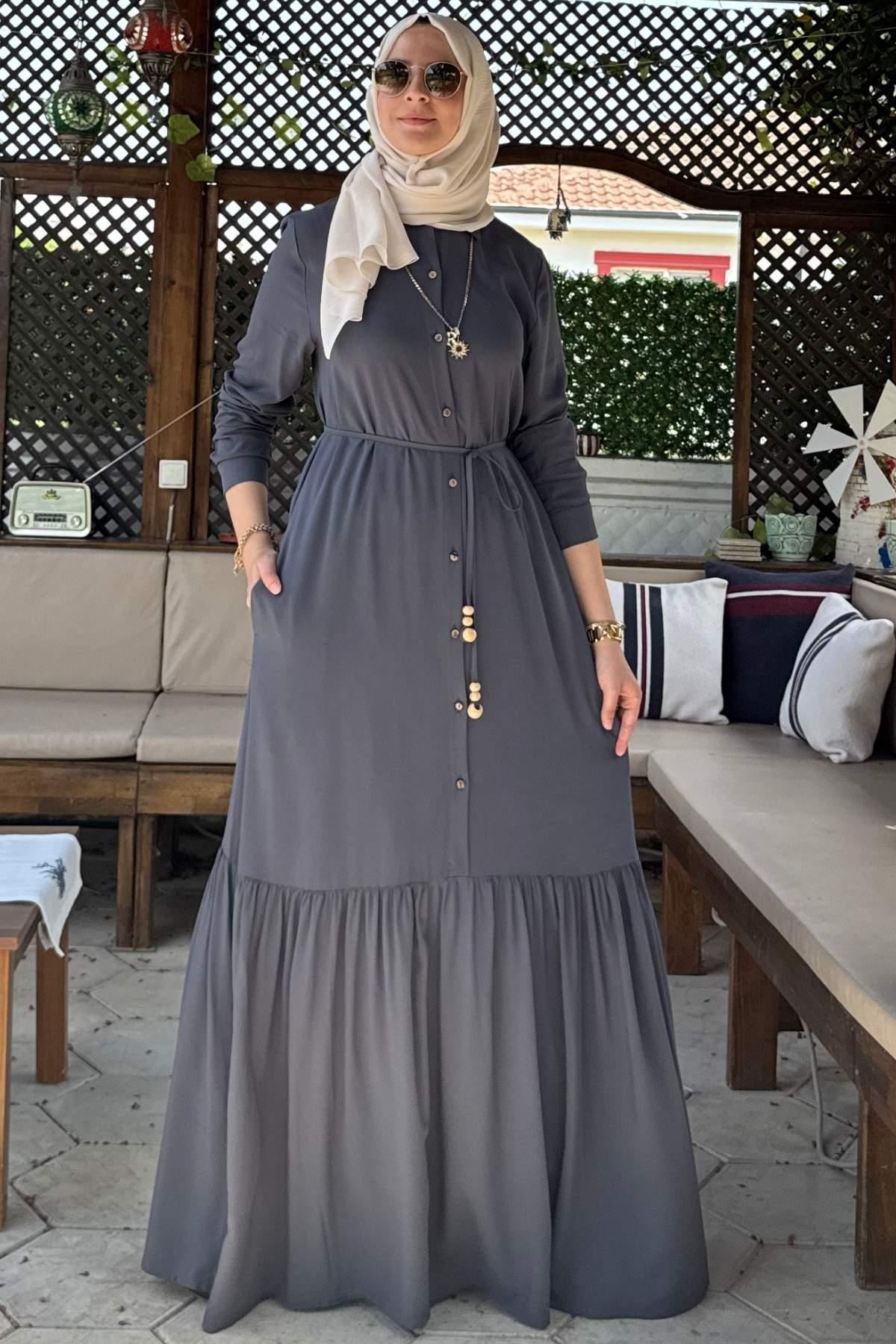 Süreyya Gömlek Elbise Kiremit | Rabia Şamlı | Tesettür Giyim, Elbise ve Kadın Giyim Modası