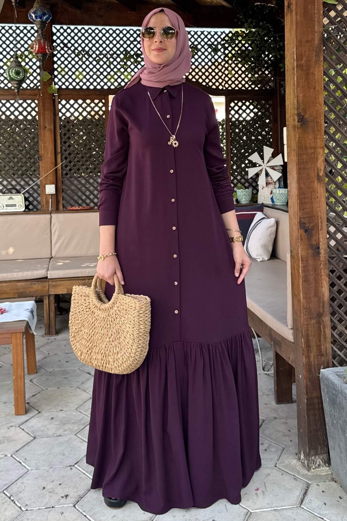 Süreyya Gömlek Elbise Kiremit | Rabia Şamlı | Tesettür Giyim, Elbise ve Kadın Giyim Modası