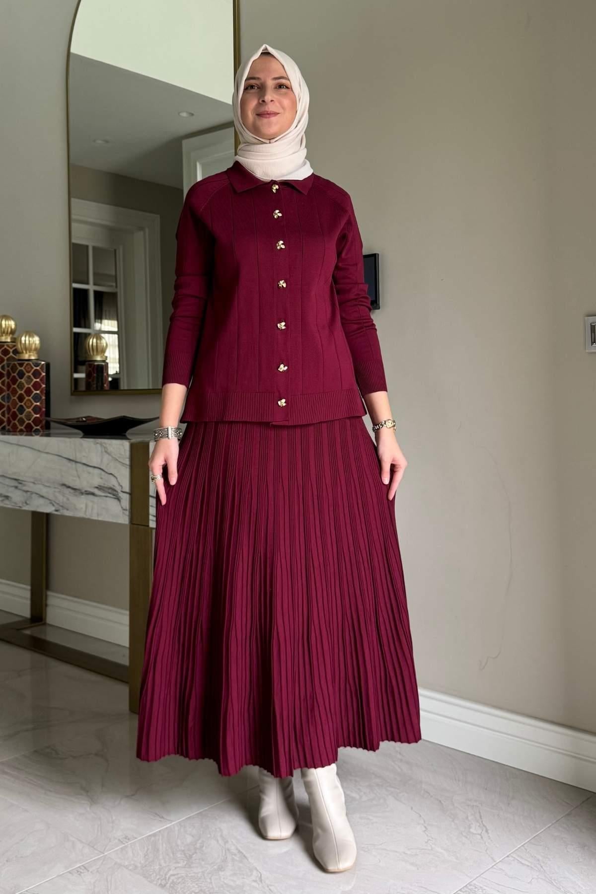 Melis Çelik Örme Triko Takım Sütlü Kahve | Rabia Şamlı | Tesettür Giyim, Elbise ve Kadın Giyim Modası