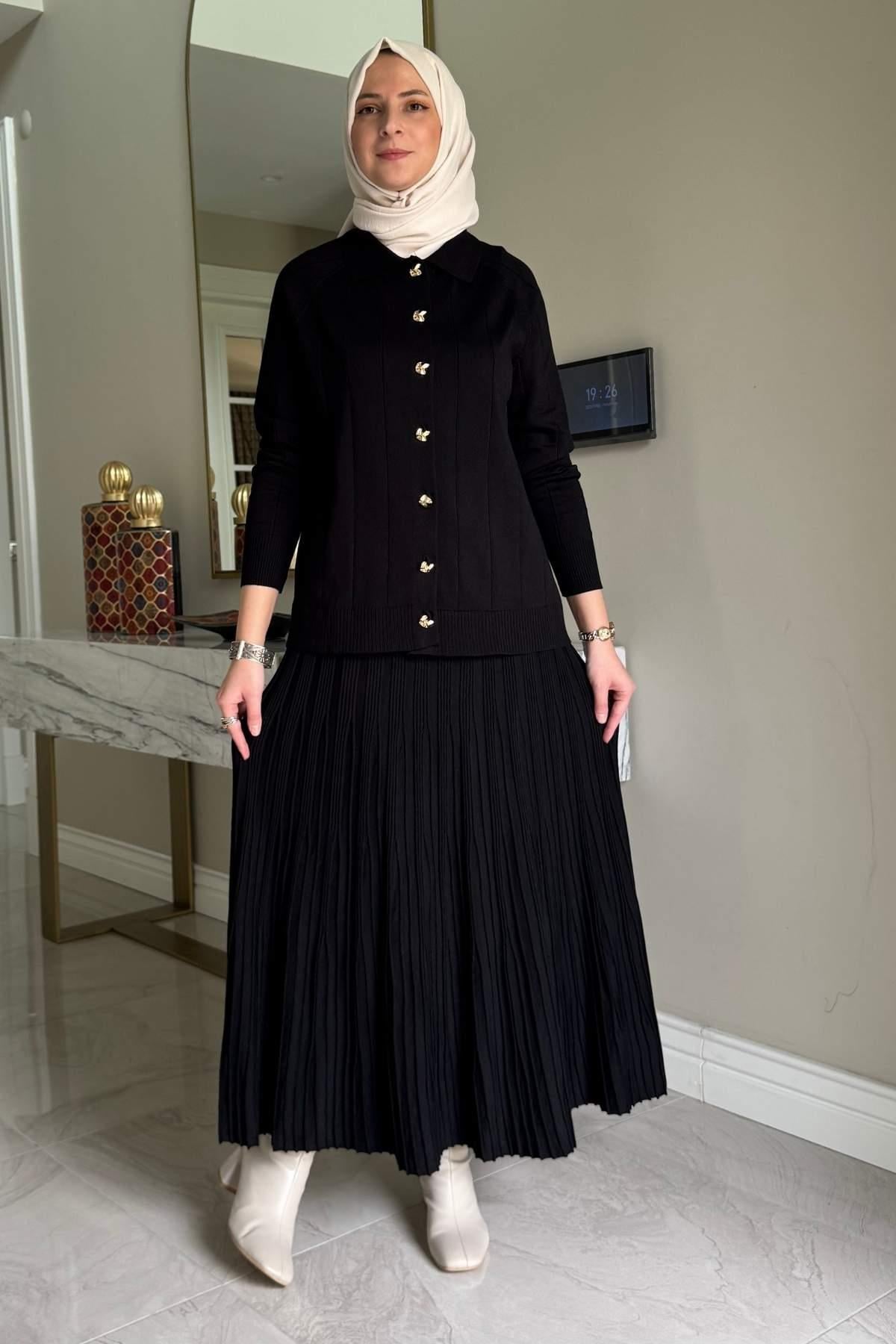 Melis Çelik Örme Triko Takım Sütlü Kahve | Rabia Şamlı | Tesettür Giyim, Elbise ve Kadın Giyim Modası