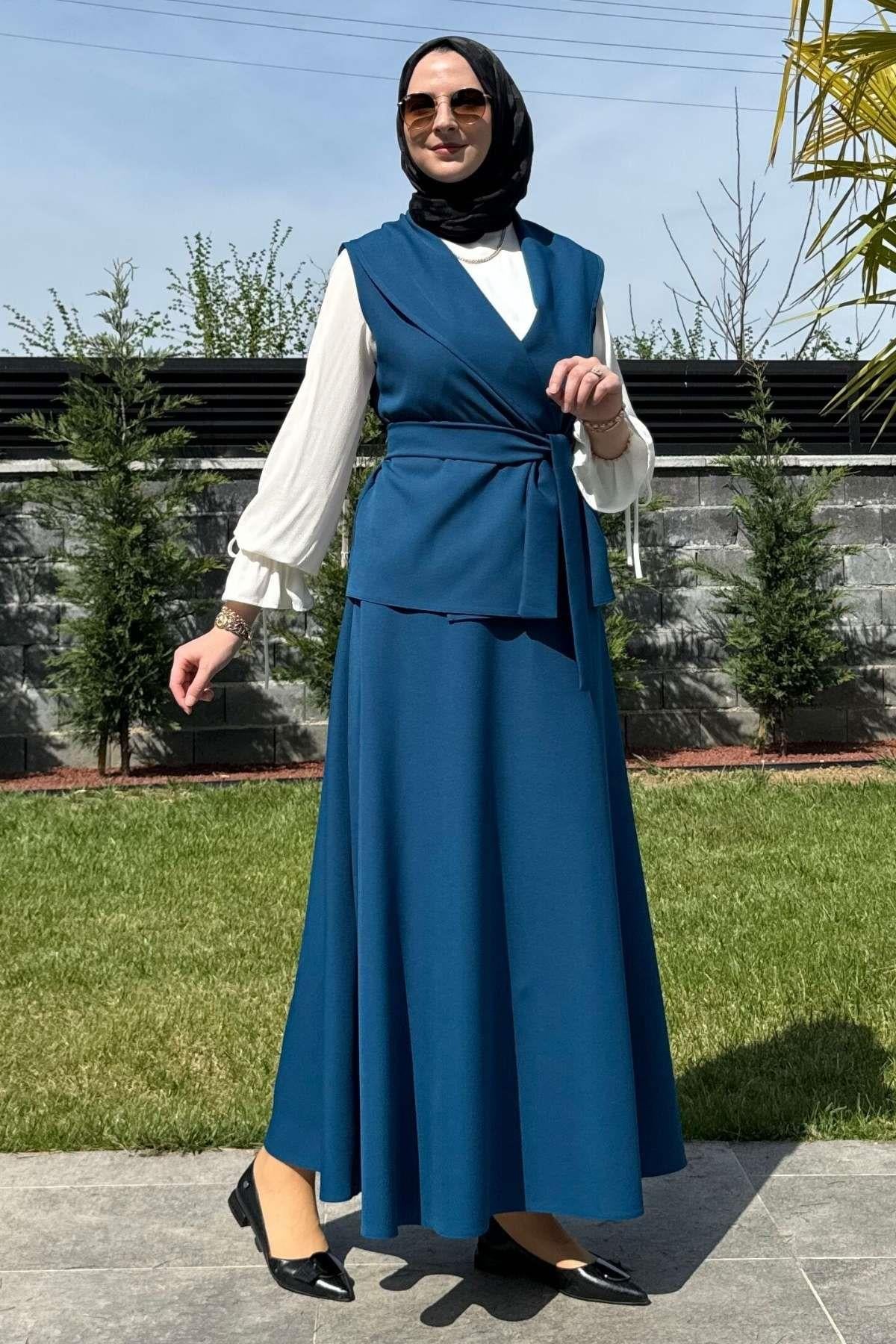 Azize Etek Yelek Takım Kahverengi - Rabia Şamlı | Tesettür Giyim, Elbise ve Kadın Giyim Modası