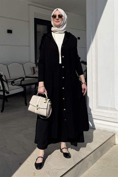 Elmas Kapitone Kap Siyah | Rabia Şamlı | Tesettür Giyim, Elbise ve Kadın Giyim Modası