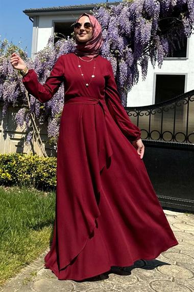 Güzide Yaprak Desenli Elbise Mavi | Rabia Şamlı | Tesettür Giyim, Elbise ve Kadın Giyim Modası