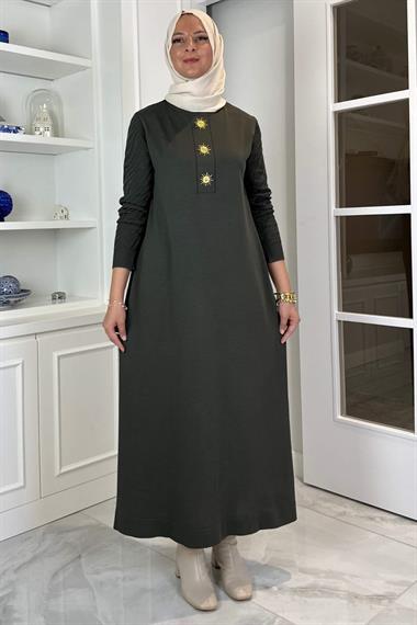 Beyza Fitilli Triko Elbise Bordo | Rabia Şamlı | Tesettür Giyim, Elbise ve Kadın Giyim Modası