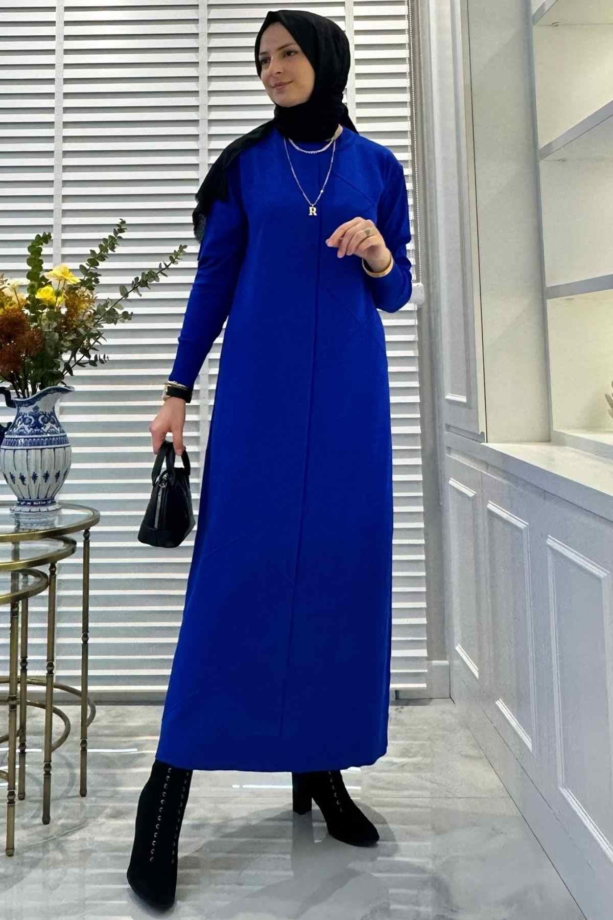 Miray Siyah Triko Elbise | Rabia Şamlı | Tesettür Giyim, Elbise ve Kadın Giyim Modası