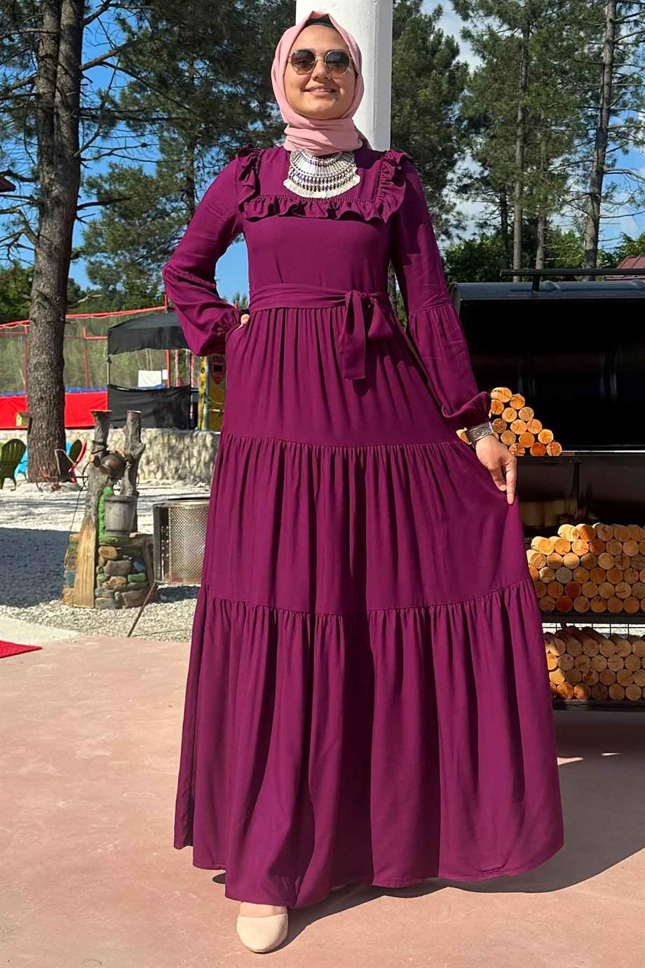 Asude Elbise Fuşya | ELBİSE