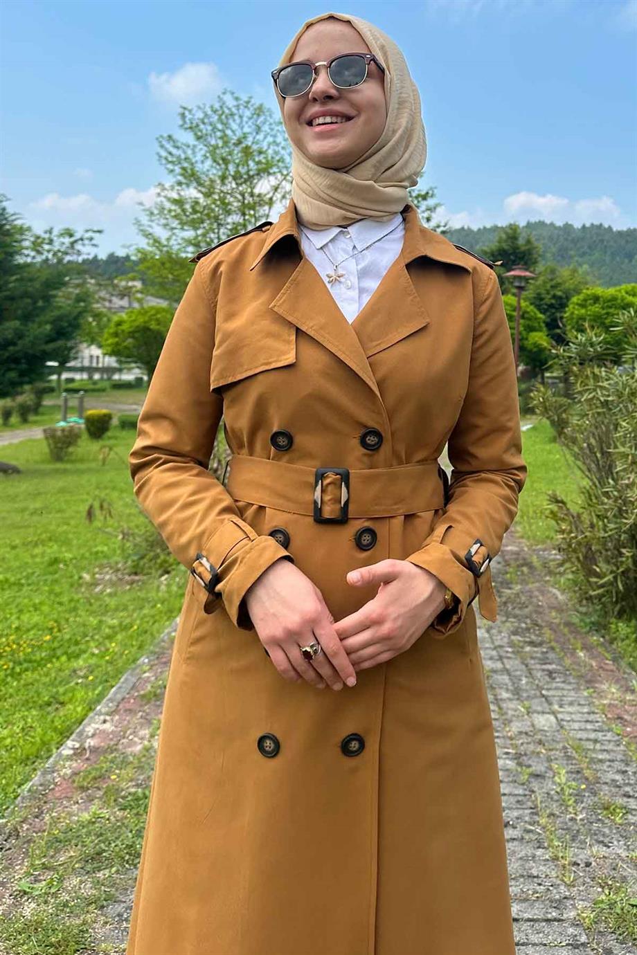 Becca Astarlı Trençkot Taba - Rabia Şamlı | Tesettür Giyim, Elbise ve Kadın  Giyim Modası
