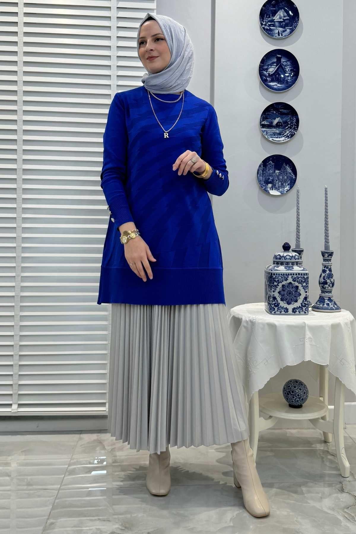 İzel Antrasit Triko Tunik | Rabia Şamlı | Tesettür Giyim, Elbise ve Kadın Giyim Modası