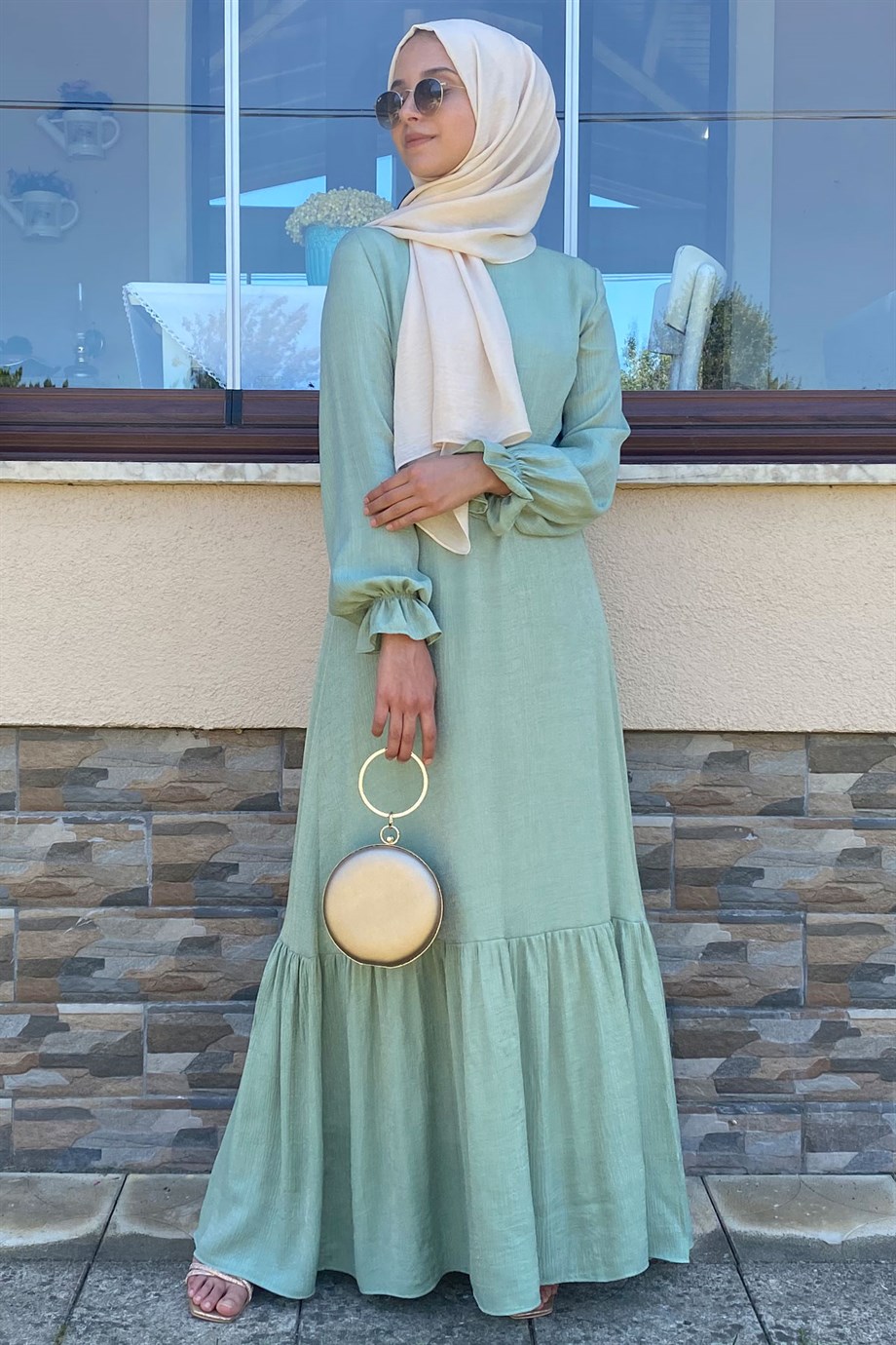 Duru Simli Yeşil Elbise - Rabia Şamlı | Tesettür Giyim, Elbise ve Kadın  Giyim Modası