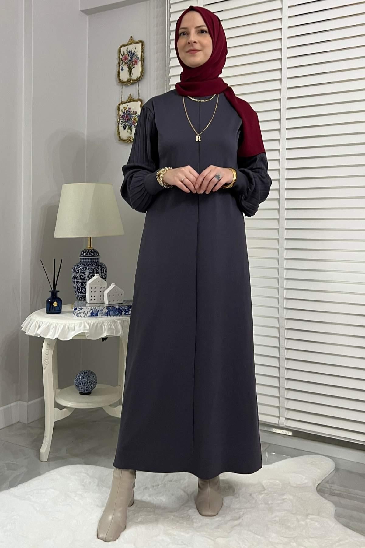 Ecem Antrasit Triko Elbise