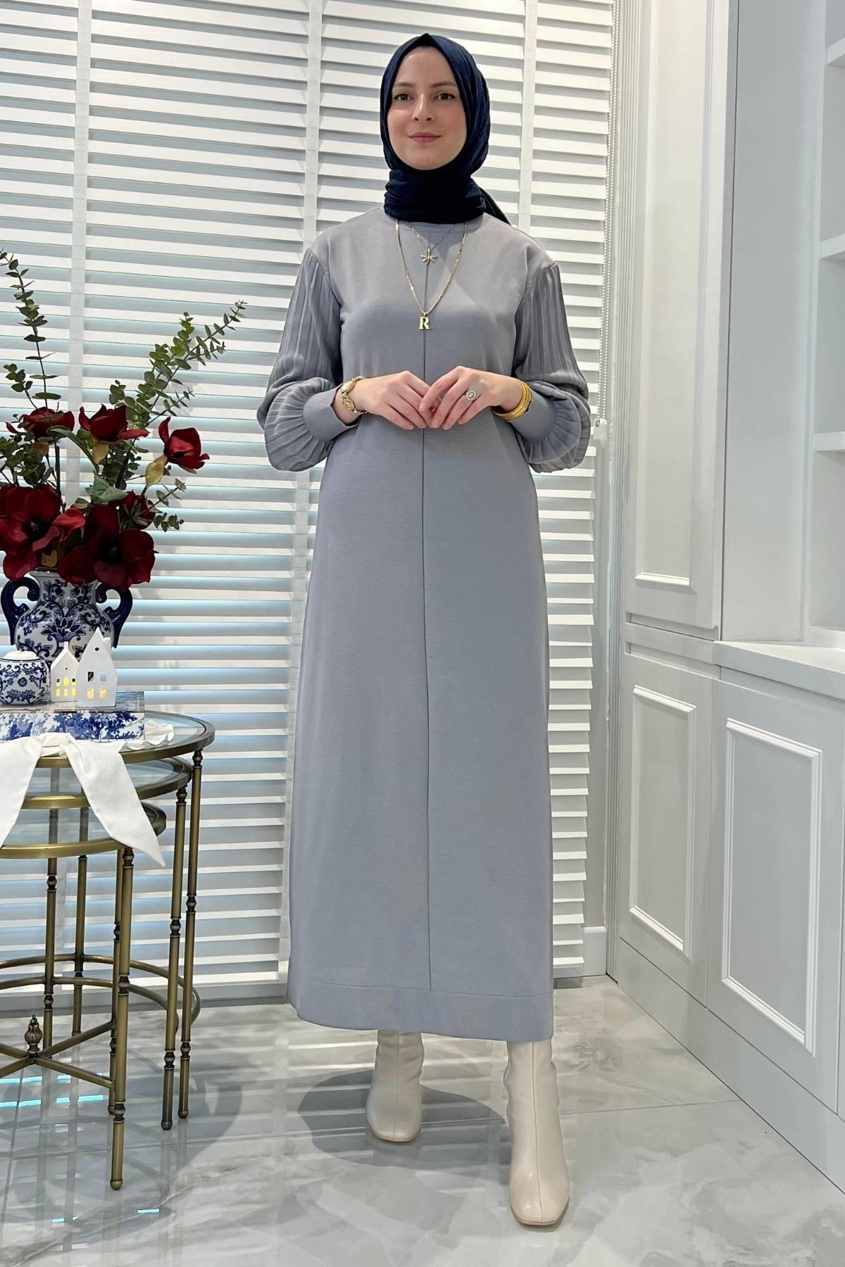 Ecem Gri Triko Elbise