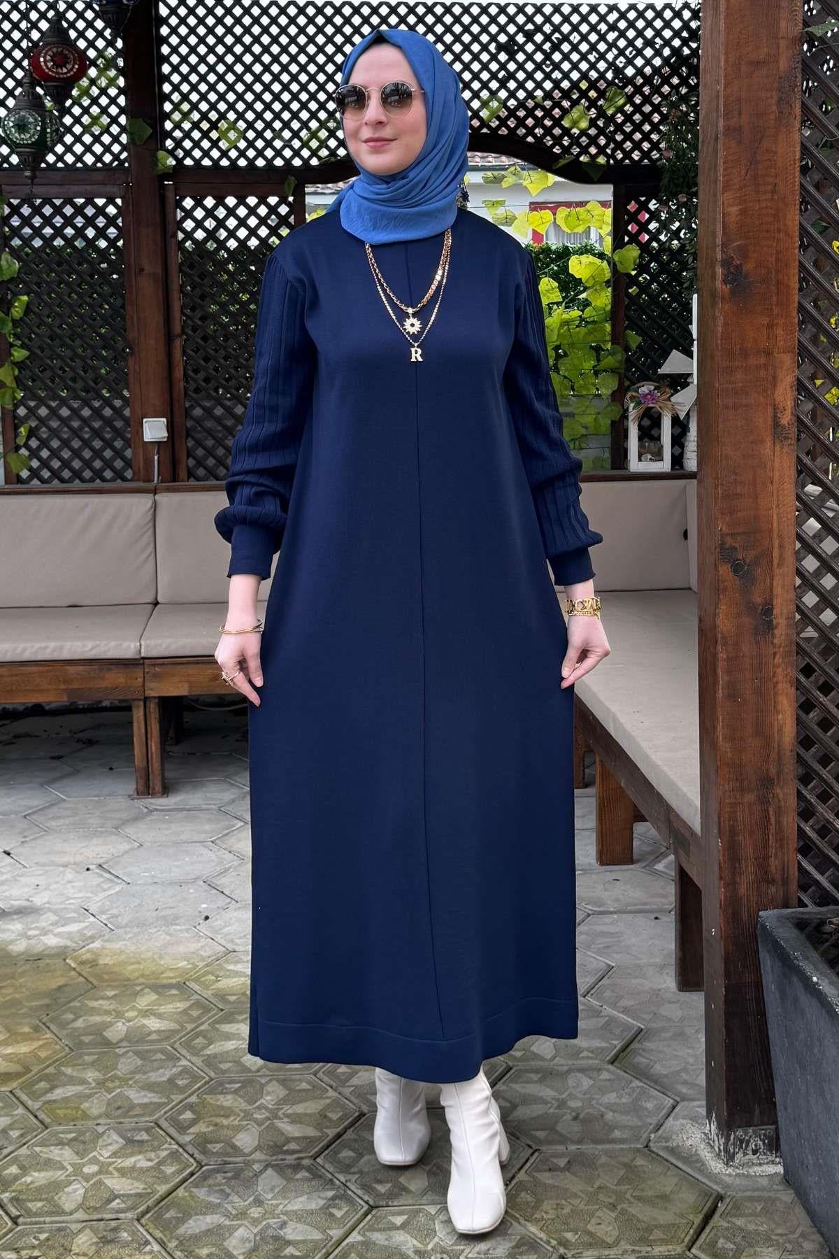 Ecem Triko Elbise Lacivert